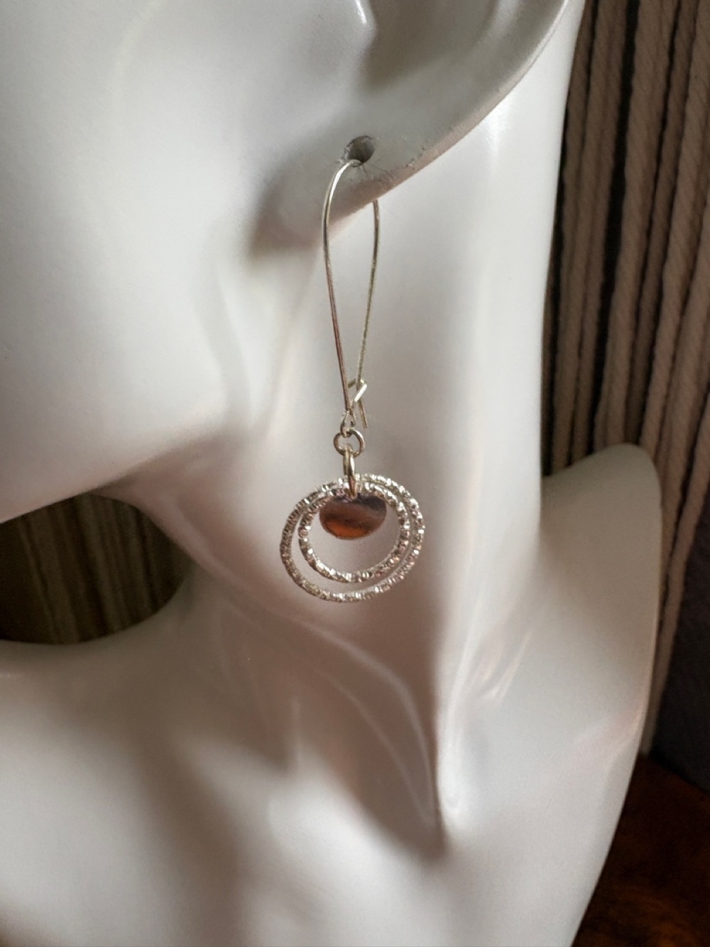 Silver Double Hoop Drop Earrings